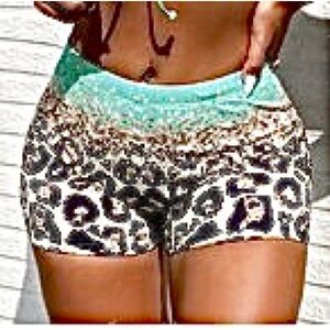 Leopard Print Women's Swim Shorts Size L. NWT.